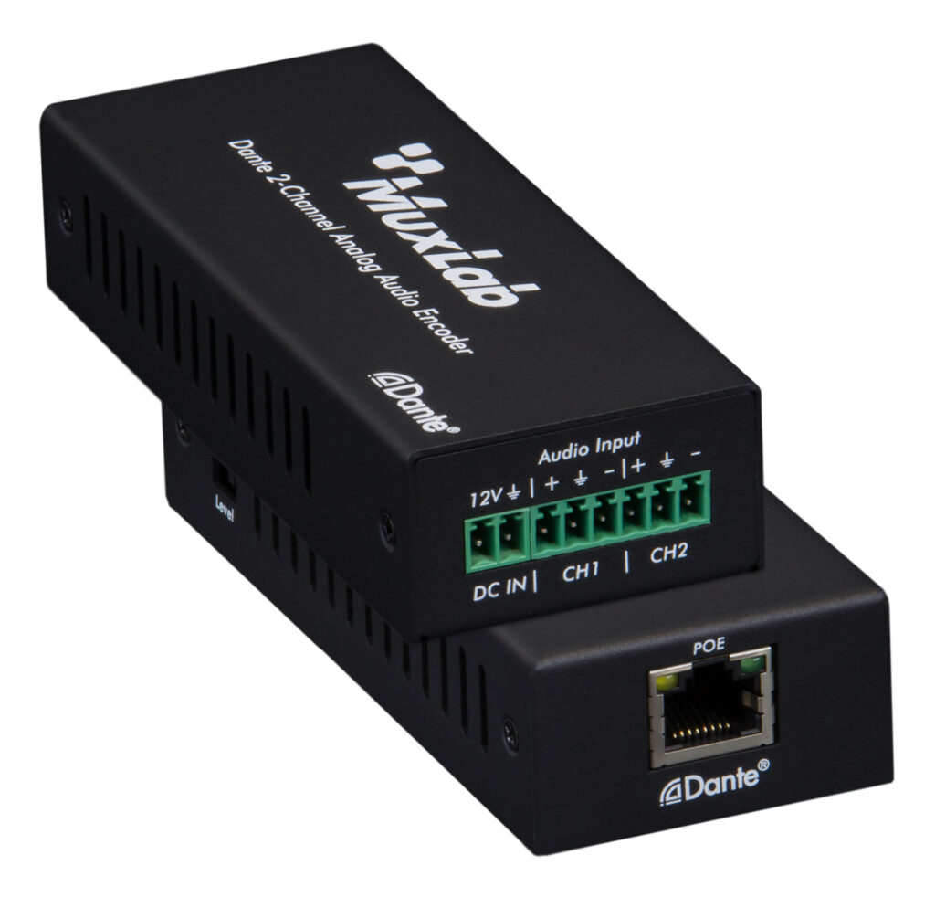 Dante 2-Channel Analog Audio Encoder - Muxlab